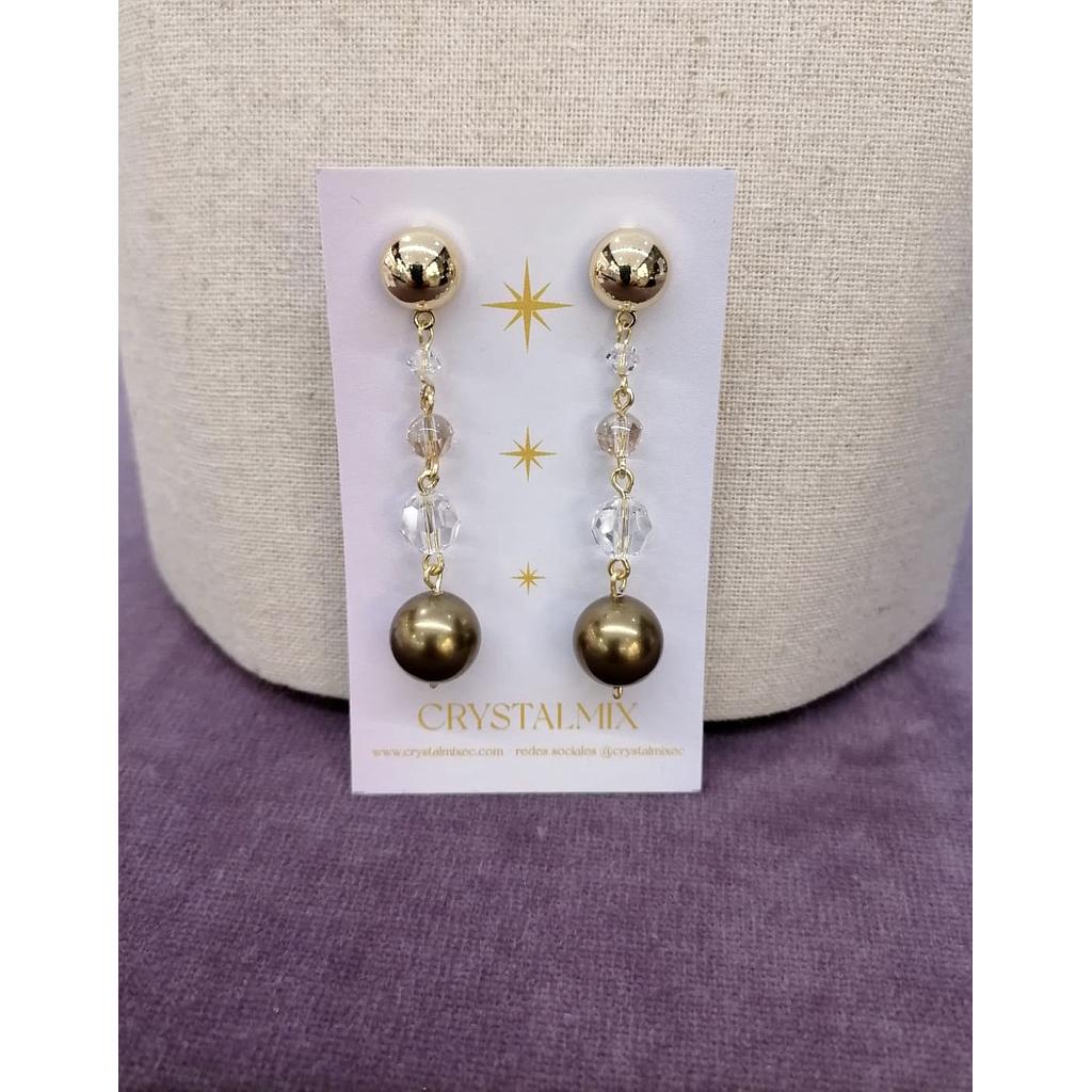 ARETES PERLAS CRYSTALES ESLABON